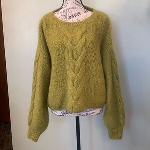 Eleven Six Alpaca Wool Knit Fluffy Green Sweater Women’s XS Extra Small